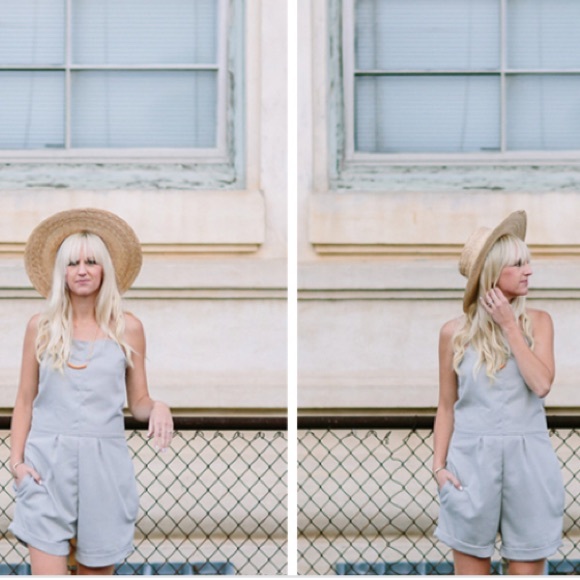 Hackwith Design House Gray Shorts Romper Pockets - Picture 2 of 8